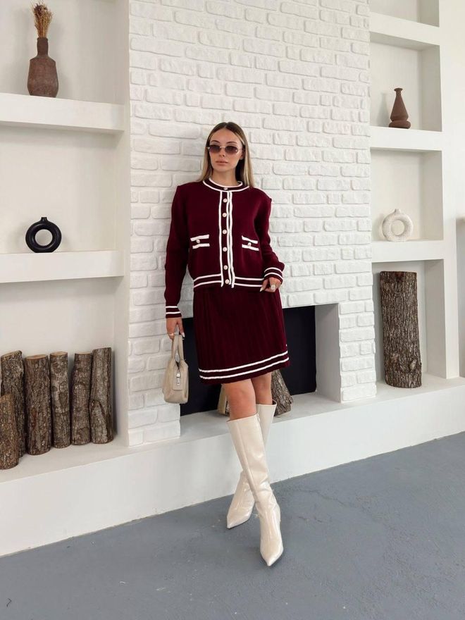 My Jest Fashion Κομψό Σετ Μπορντό Χονδρικό εμπόριο ενδυμάτων Casual
