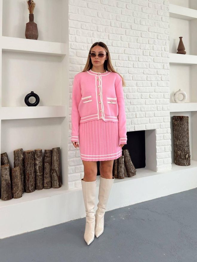 My Jest Fashion Roza Eleganten Preppy Set Oblačila na debelo Ležerno