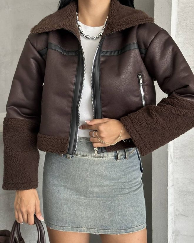 My Jest Fashion Καφέ Bomber Μπουφάν Χονδρικό εμπόριο ενδυμάτων Casual