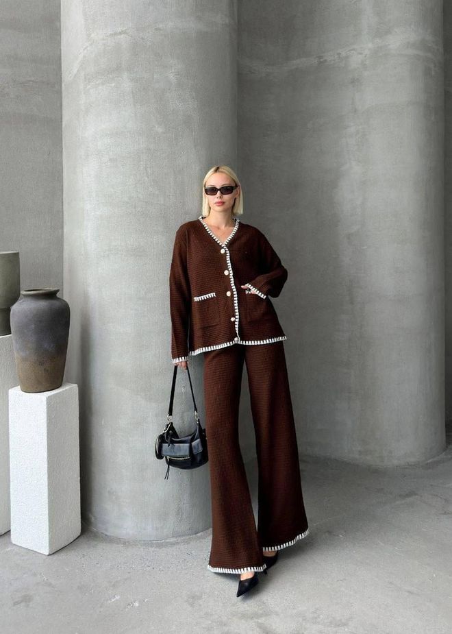 My Jest Fashion Комплект Кафяв Небрежен Елегантен С Външен Джоб Дрехи на едро Небрежен