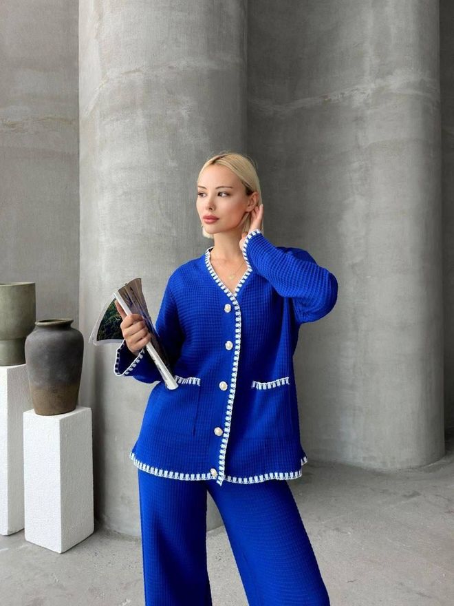 My Jest Fashion Blue Oversized Fit Palazzo Set Wholesale Clothing Casual