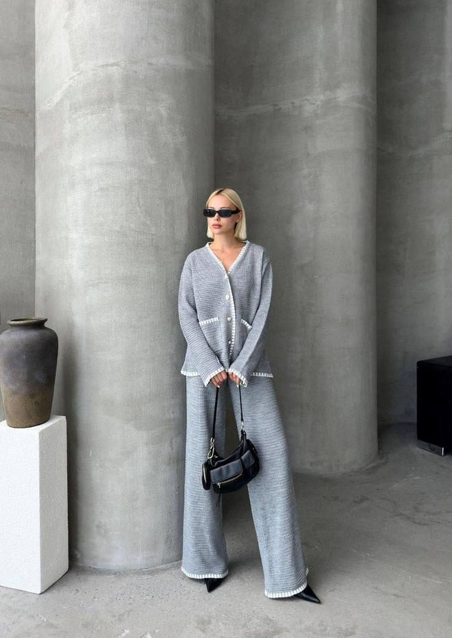 My Jest Fashion Сив Небрежен Елегантен Комплект Дрехи на едро Небрежен