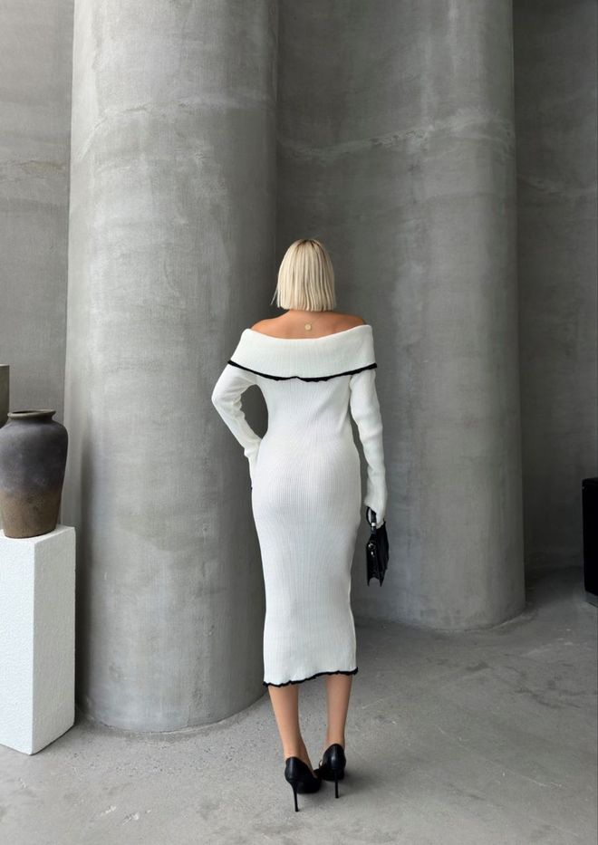 My Jest Fashion Ασπρο Φόρεμα Bodycon Με Λαιμόκοψη Χωρίς Ωμους Χονδρικό εμπόριο ενδυμάτων Απλό