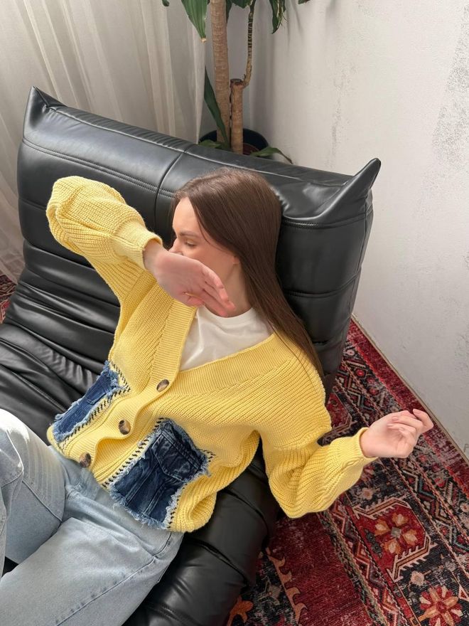 My Jest Fashion Κίτρινη Casual Ζακέτα Με Μεγάλα Μεγέθη Και Τσέπη Patch Χονδρικό εμπόριο ενδυμάτων Casual