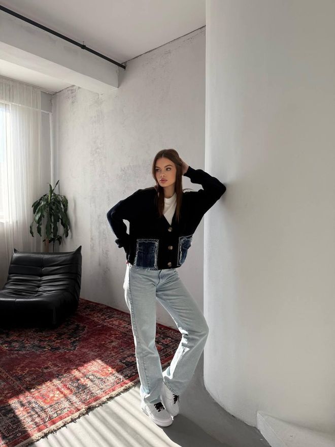 My Jest Fashion Ζακέτα Μπλε Μαρέν Με V Λαιμόκοψη Και Κουμπωτή Τσέπη Με Πτερύγιο Χονδρικό εμπόριο ενδυμάτων Casual