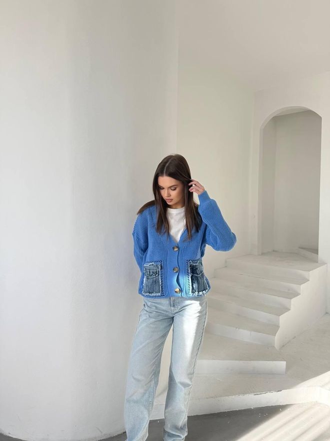 My Jest Fashion Μπλε Casual Oversized Ζακέτα Με V λαιμόκοψη Χονδρικό εμπόριο ενδυμάτων Casual