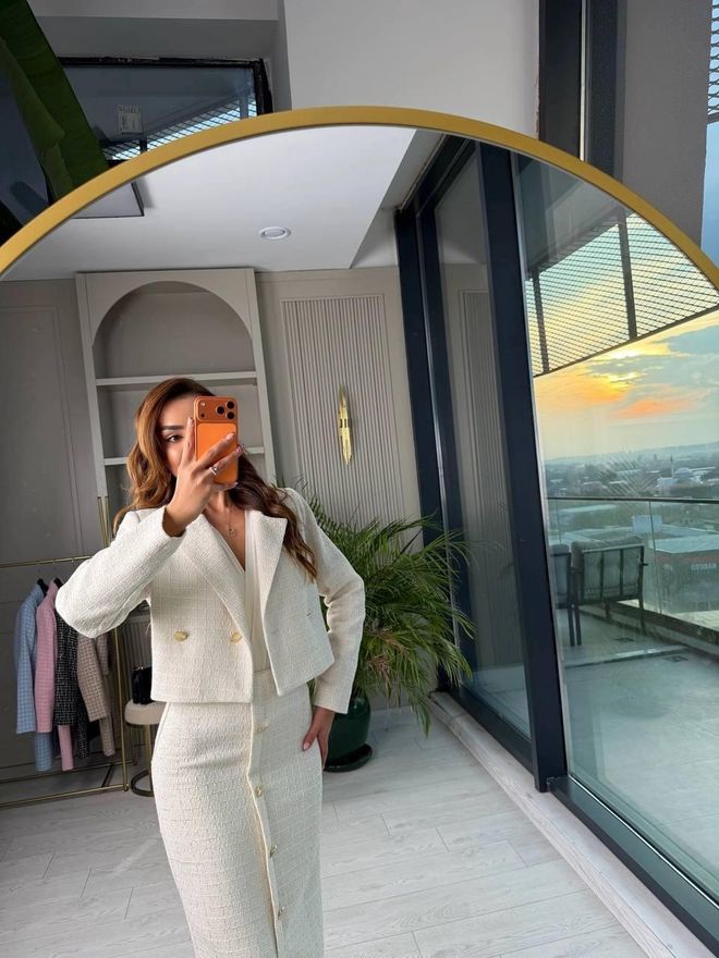 My Jest Fashion Κομψό Επίσημο Μπεζ Σετ Με Pencil Φούστα Χονδρικό εμπόριο ενδυμάτων Επίσημο