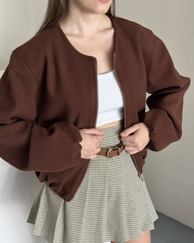 My Jest Fashion Καφέ Bomber Μπουφάν Χονδρικό εμπόριο ενδυμάτων Casual