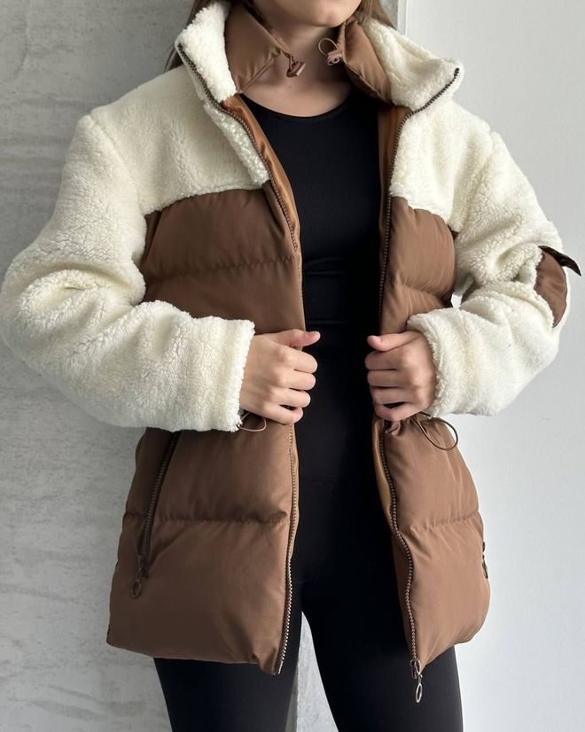 My Jest Fashion Καφέ Φουσκωτό Τζάκετ Χονδρικό εμπόριο ενδυμάτων Casual