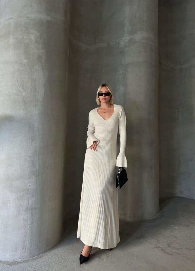 My Jest Fashion Elegant Beige Sweater Dress With Bell Sleeves Wholesale Clothing Modest