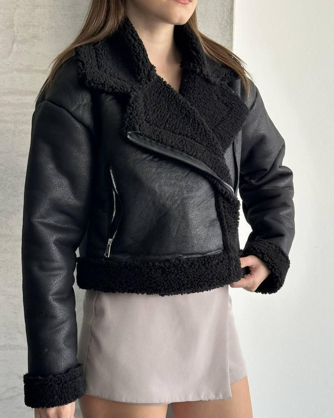 My Jest Fashion Black Biker Jacket With Notched Collar Wholesale Clothing Casual