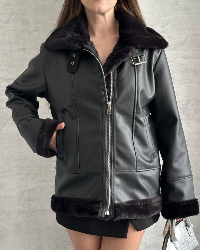 My Jest Fashion Giacca Aviatore Nera Con Collare Dentellato Abbigliamento all'ingrosso Casuale