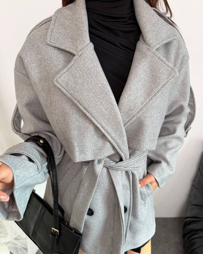 My Jest Fashion معطف رمادي أنيق مع صف واحد وأسلوب لف ملابس بالجملة 5