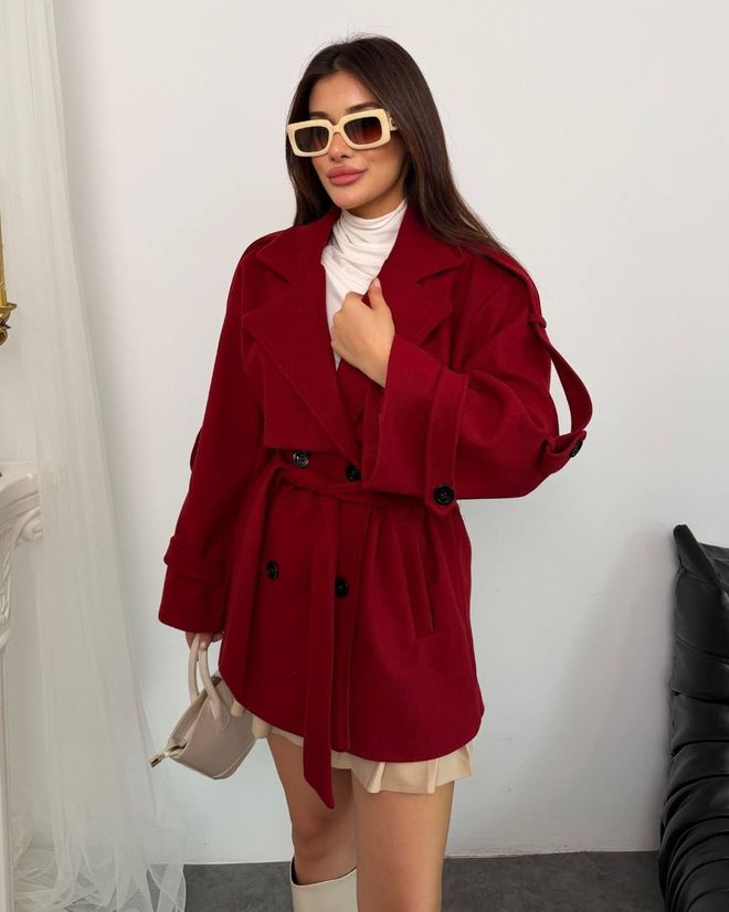 My Jest Fashion معطف أرجواني داكن بياقة مسننة وقصة واسعة ملابس بالجملة 1