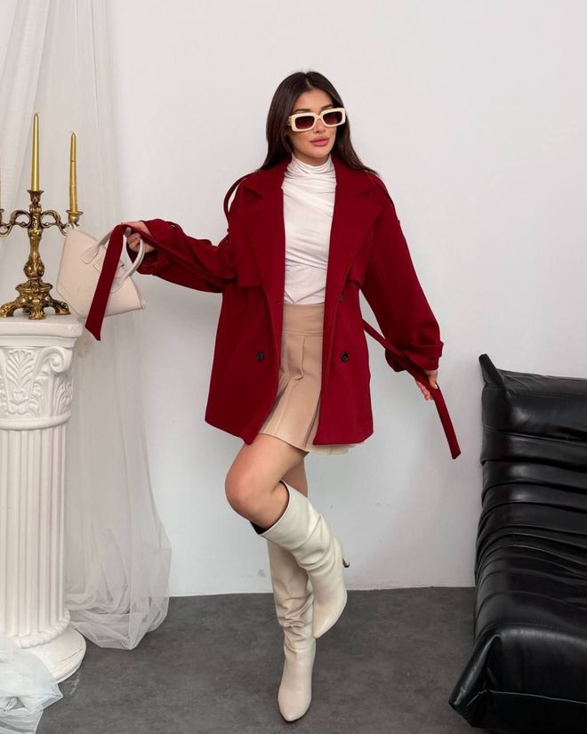 My Jest Fashion معطف أرجواني داكن بياقة مسننة وقصة واسعة ملابس بالجملة غير رسمي