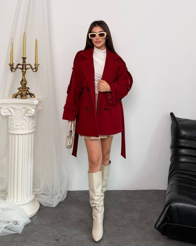 My Jest Fashion معطف أرجواني داكن بياقة مسننة وقصة واسعة ملابس بالجملة الخريف