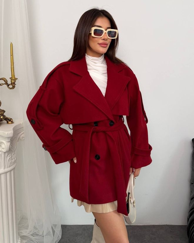 My Jest Fashion معطف أرجواني داكن بياقة مسننة وقصة واسعة ملابس بالجملة 5