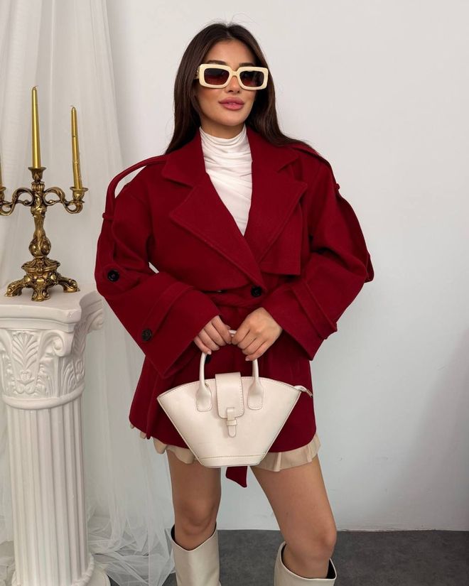 My Jest Fashion معطف أرجواني داكن بياقة مسننة وقصة واسعة ملابس بالجملة عمل