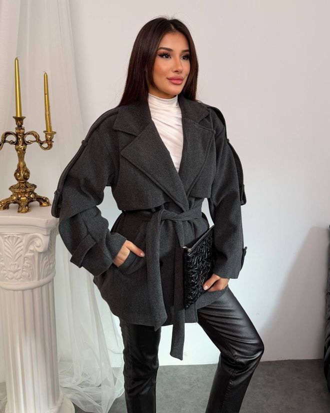 My Jest Fashion معطف رمادي أنيق ذو صف واحد ملابس بالجملة كلاسيكي