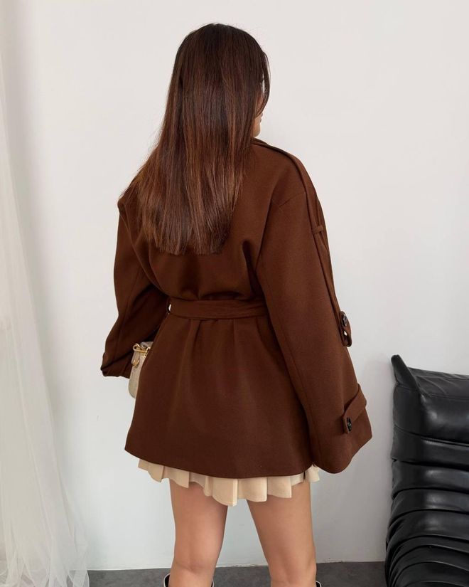 My Jest Fashion معطف بني أنيق ذو صف أزرار واحد ملابس بالجملة 1