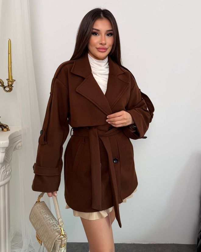 My Jest Fashion معطف بني أنيق ذو صف أزرار واحد ملابس بالجملة الخريف