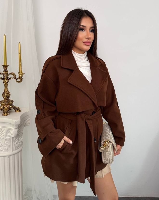 My Jest Fashion معطف بني أنيق ذو صف أزرار واحد ملابس بالجملة عمل