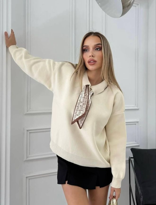 My Jest Fashion Beige Casual Elegant Preppy Sweater Wholesale Clothing Casual