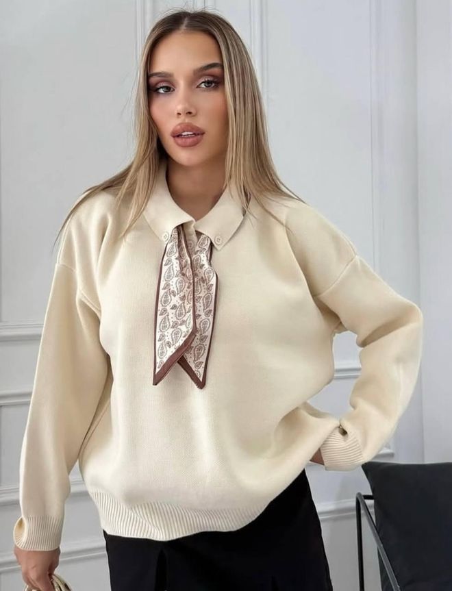 My Jest Fashion Beige Casual Elegant Preppy Sweater Wholesale Clothing Spring
