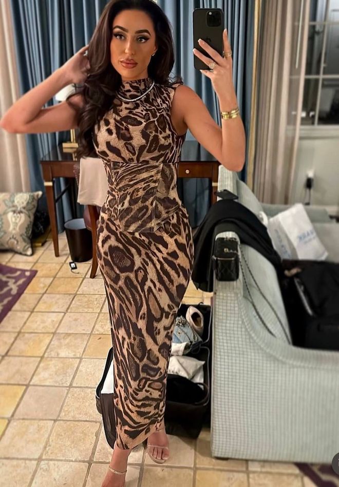 My Jest Fashion Brown Sleeveless Sheath Dress With Animal Print Wholesale Clothing Wedding