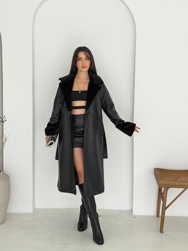 My Jest Fashion Trenci Negru Palton Elegant Cu Un Rând De Nasturi Îmbrăcăminte cu ridicata Sexy