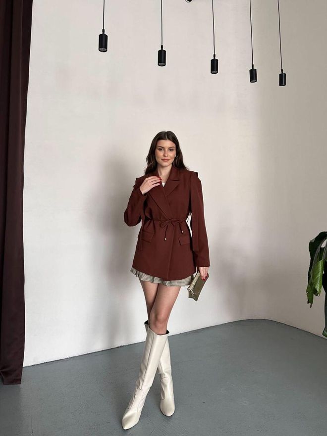 My Jest Fashion Hnedá Elegantný Jednoradové Sako Bunda Veľkoobchod s oblečením Práca