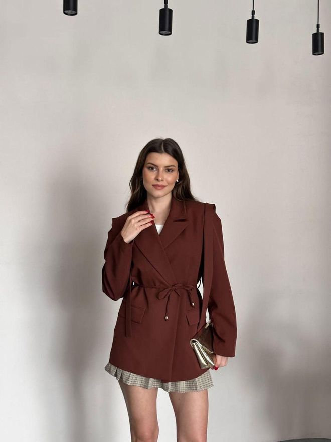 My Jest Fashion Hnedá Elegantný Jednoradové Sako Bunda Veľkoobchod s oblečením 1