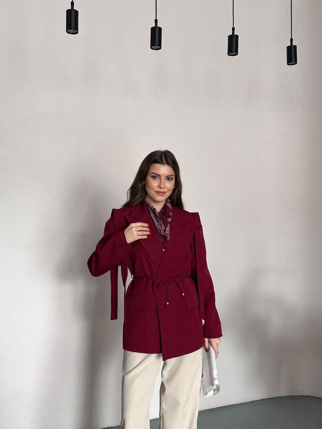 My Jest Fashion Chaqueta Rojo Clarete Blazer Elegante De Un Solo Pecho Ropa al por mayor Casual