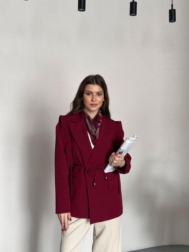 My Jest Fashion Bunda Bordová Elegantný Jednoradové Sako Veľkoobchod s oblečením Práca