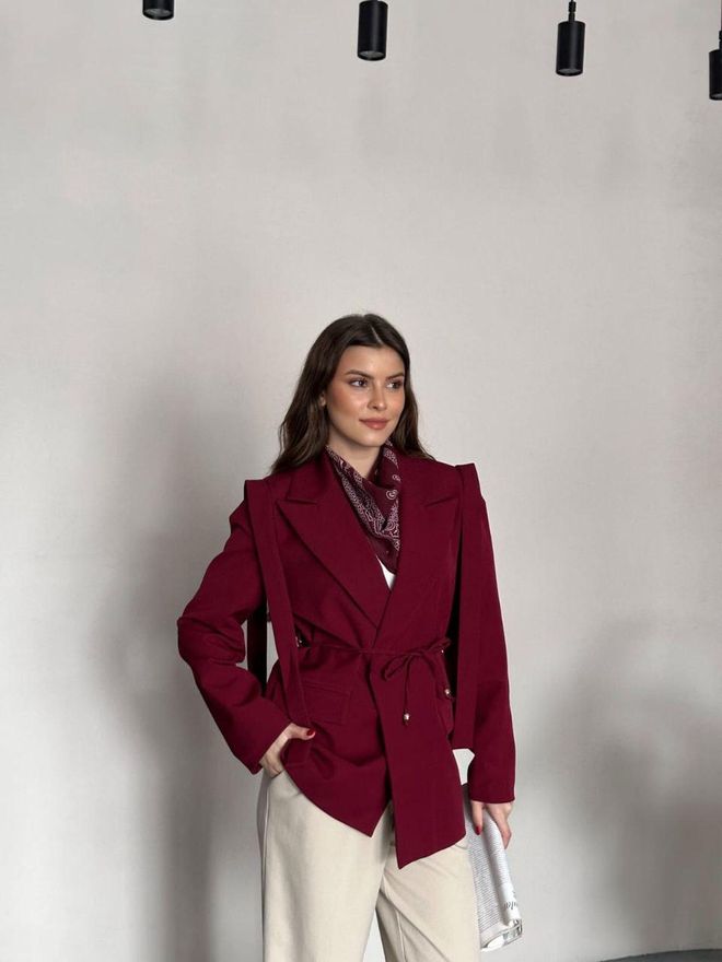 My Jest Fashion Bunda Bordová Elegantný Jednoradové Sako Veľkoobchod s oblečením Jar