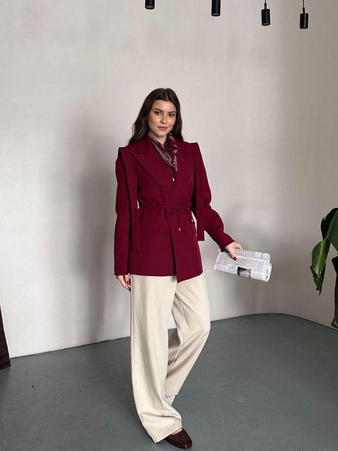 My Jest Fashion Bunda Bordová Elegantný Jednoradové Sako Veľkoobchod s oblečením 1