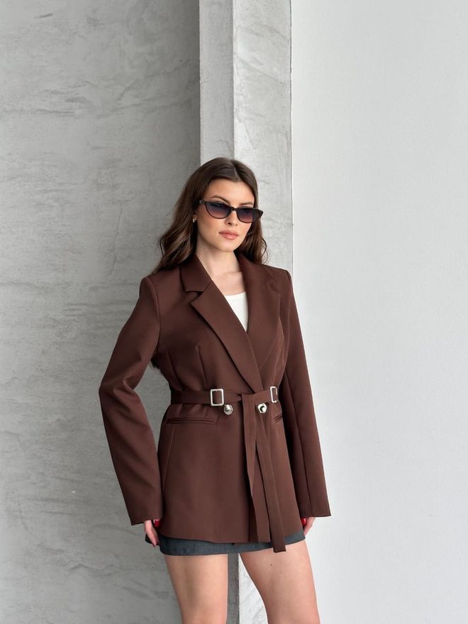 My Jest Fashion Καφέ Κομψό Μονόκουμπο Μπουφάν Μπλέιζερ Χονδρικό εμπόριο ενδυμάτων 1