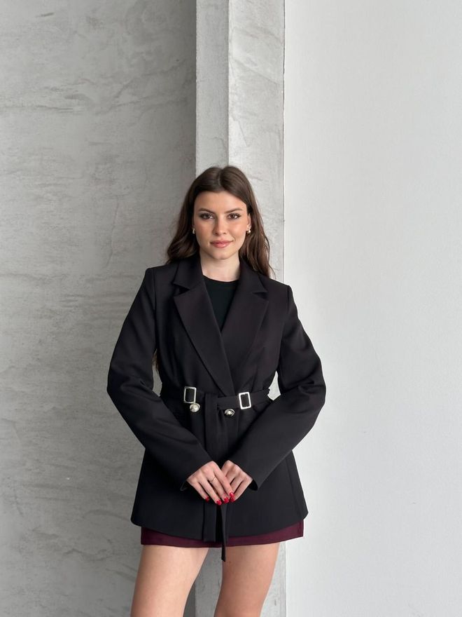 My Jest Fashion Black Single Breasted Blazer Jacket Wholesale Clothing 1