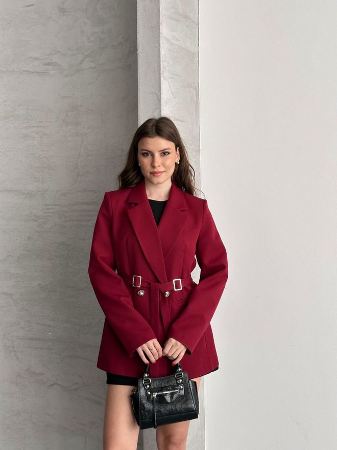 My Jest Fashion Claret Red Elegant Single Breasted Blazer Jacket Wholesale Clothing 1