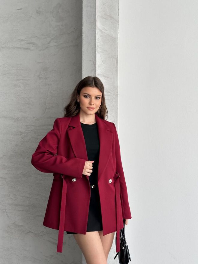 My Jest Fashion Claret Red Elegant Single Breasted Blazer Jacket Wholesale Clothing Work