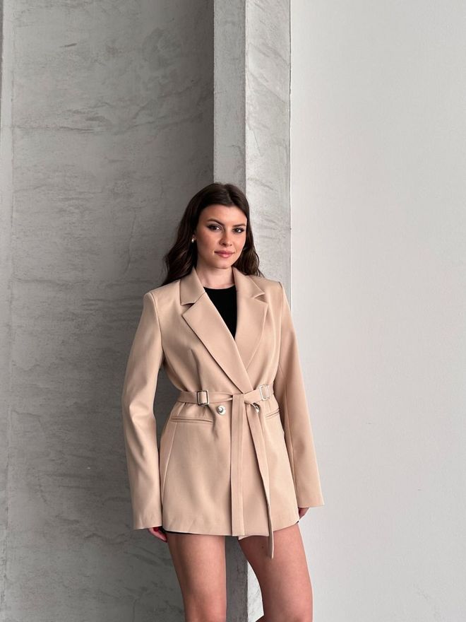 My Jest Fashion Beige Elegant Single Breasted Blazer Jacket Wholesale Clothing 1