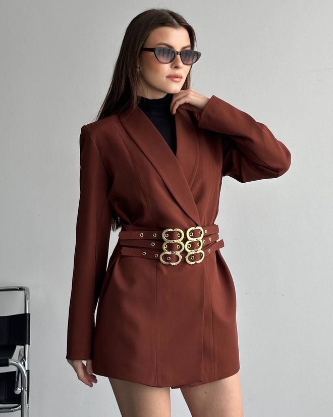 My Jest Fashion Brown Elegant Single Breasted Blazer Jacket Wholesale Clothing Lounge