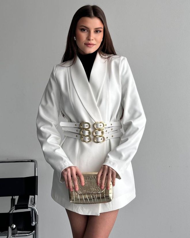 My Jest Fashion White Elegant Single Breasted Blazer Jacket Wholesale Clothing 1