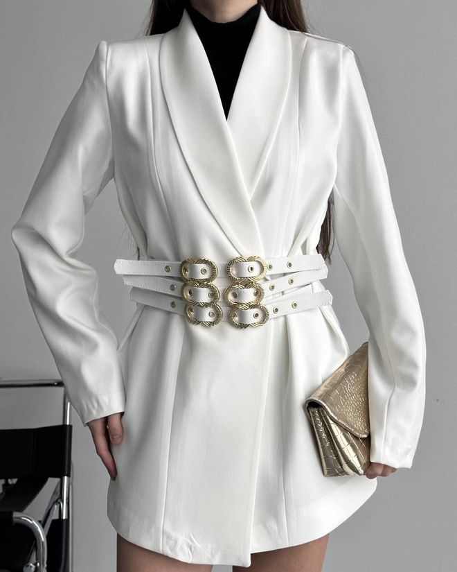 My Jest Fashion White Elegant Single Breasted Blazer Jacket Wholesale Clothing 5