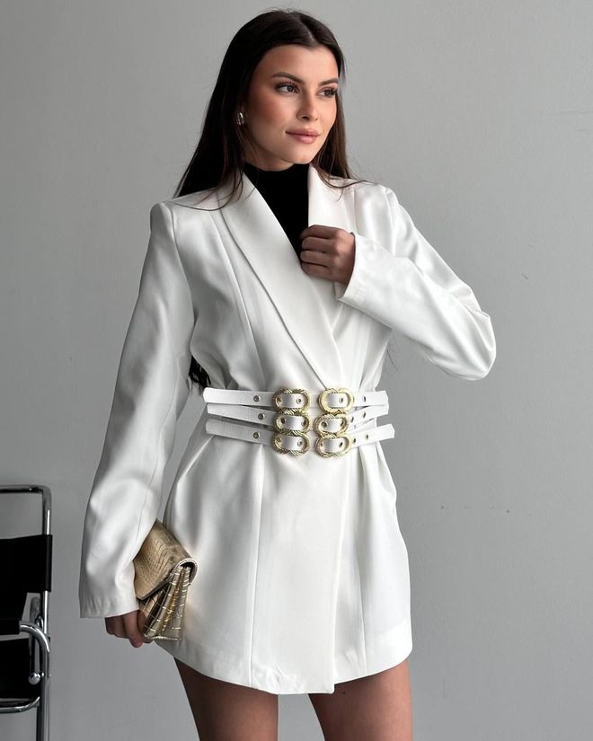 My Jest Fashion White Elegant Single Breasted Blazer Jacket Wholesale Clothing Formal
