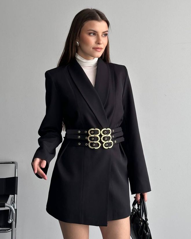 My Jest Fashion السترة السوداء ذات الخصر الضيق والمفردة الصدر ملابس بالجملة رَسمِيّ