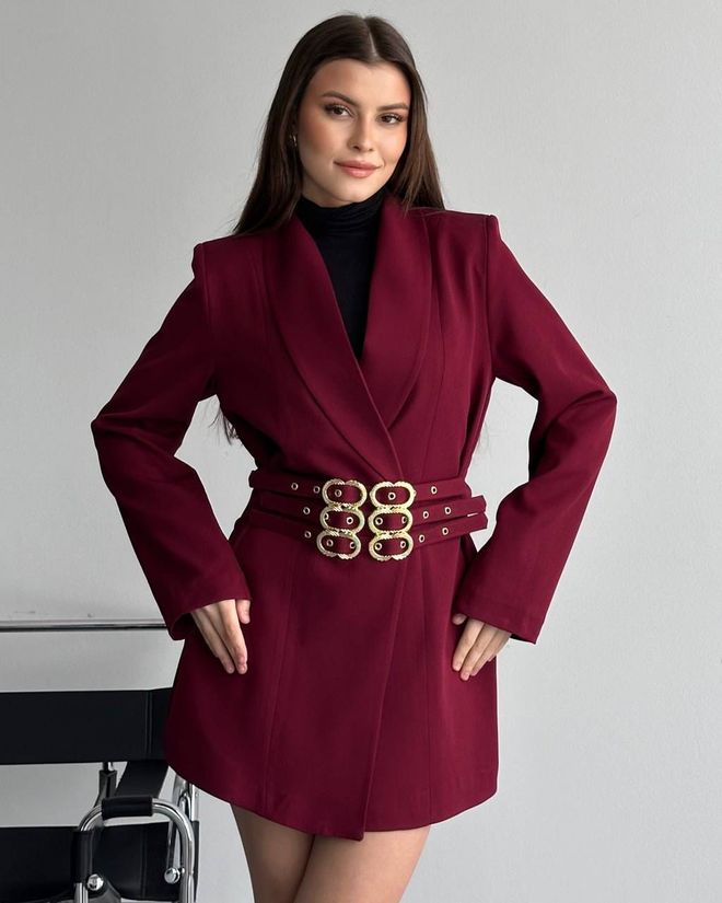 My Jest Fashion Claret Red Slim Fit Elegant Jacket Wholesale Clothing Spring
