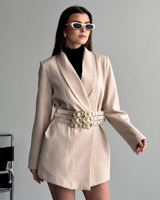 My Jest Fashion Beige Elegant Single Breasted Blazer Jacket Wholesale Clothing 1