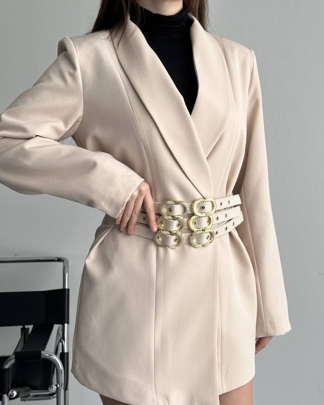 My Jest Fashion Beige Elegant Single Breasted Blazer Jacket Wholesale Clothing Vintage