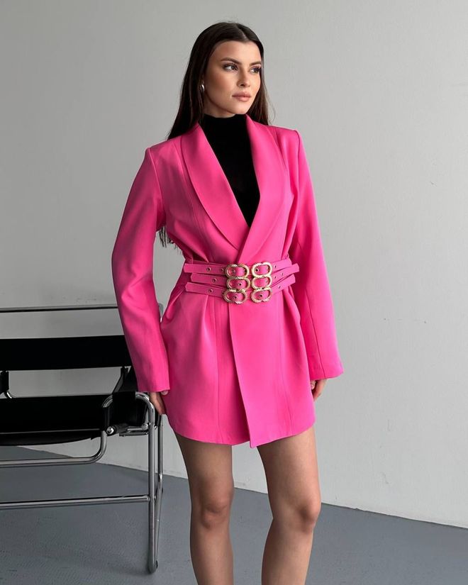 My Jest Fashion Pink Elegant Single Breasted Slim Fit Jacket Wholesale Clothing Spring